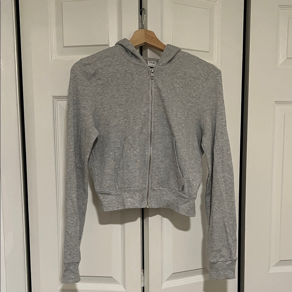 Aritzia TNA Light Gray Waffle Hoodie